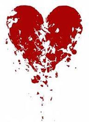 An image of a red heart in pieces