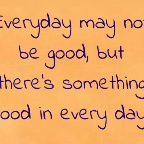 Purple text on an orange background that says 
